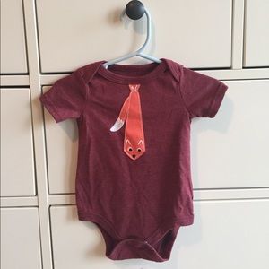 Cat & Jack Burgundy Onesie with Orange Fox Tie