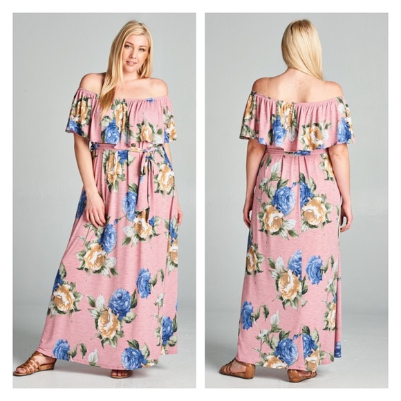 Dresses & Skirts - ✨Host Pick✨- Floral Off Shoulder Maxi Dress