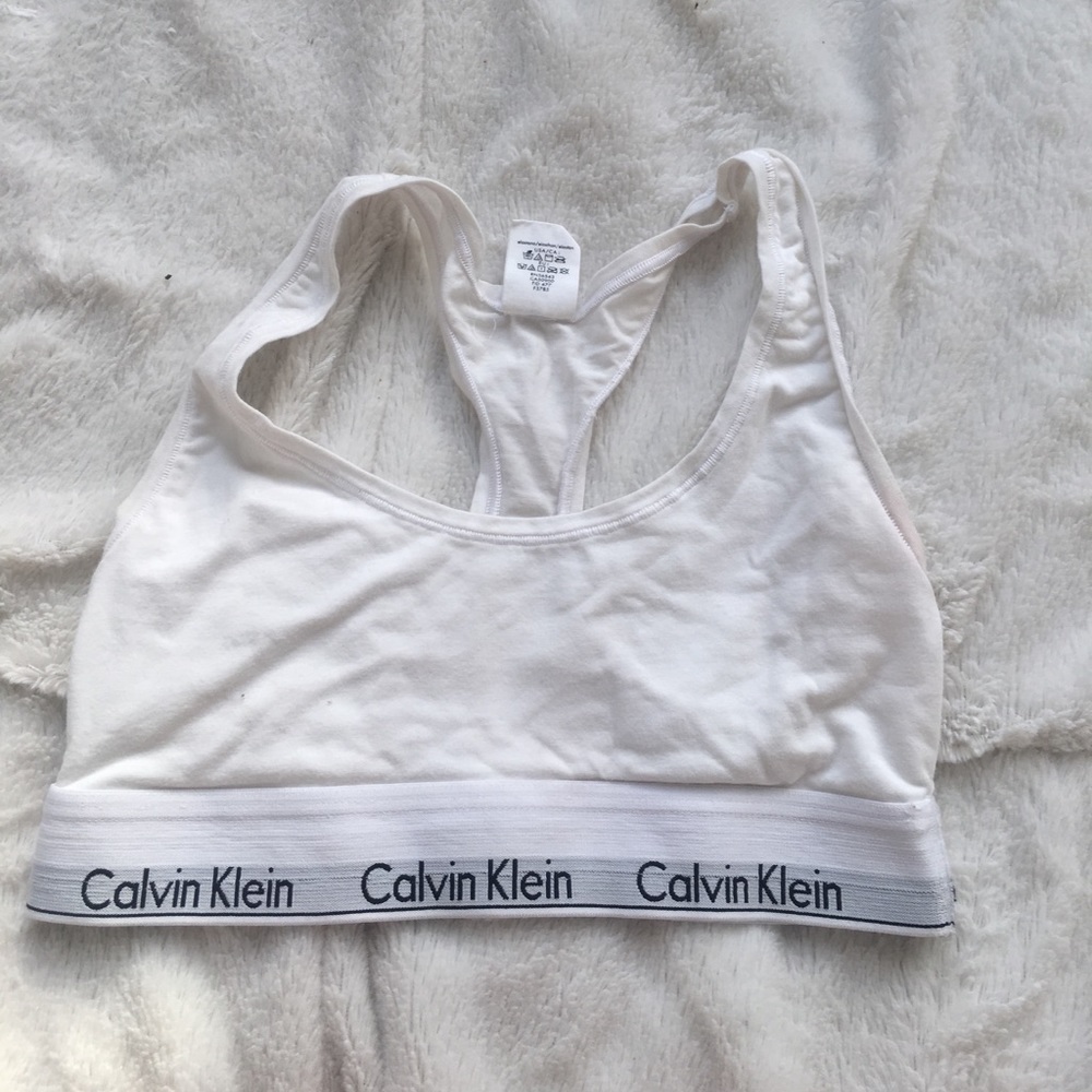White Calvin Klein sports bra
