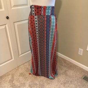 Boho print knit maxi skirt
