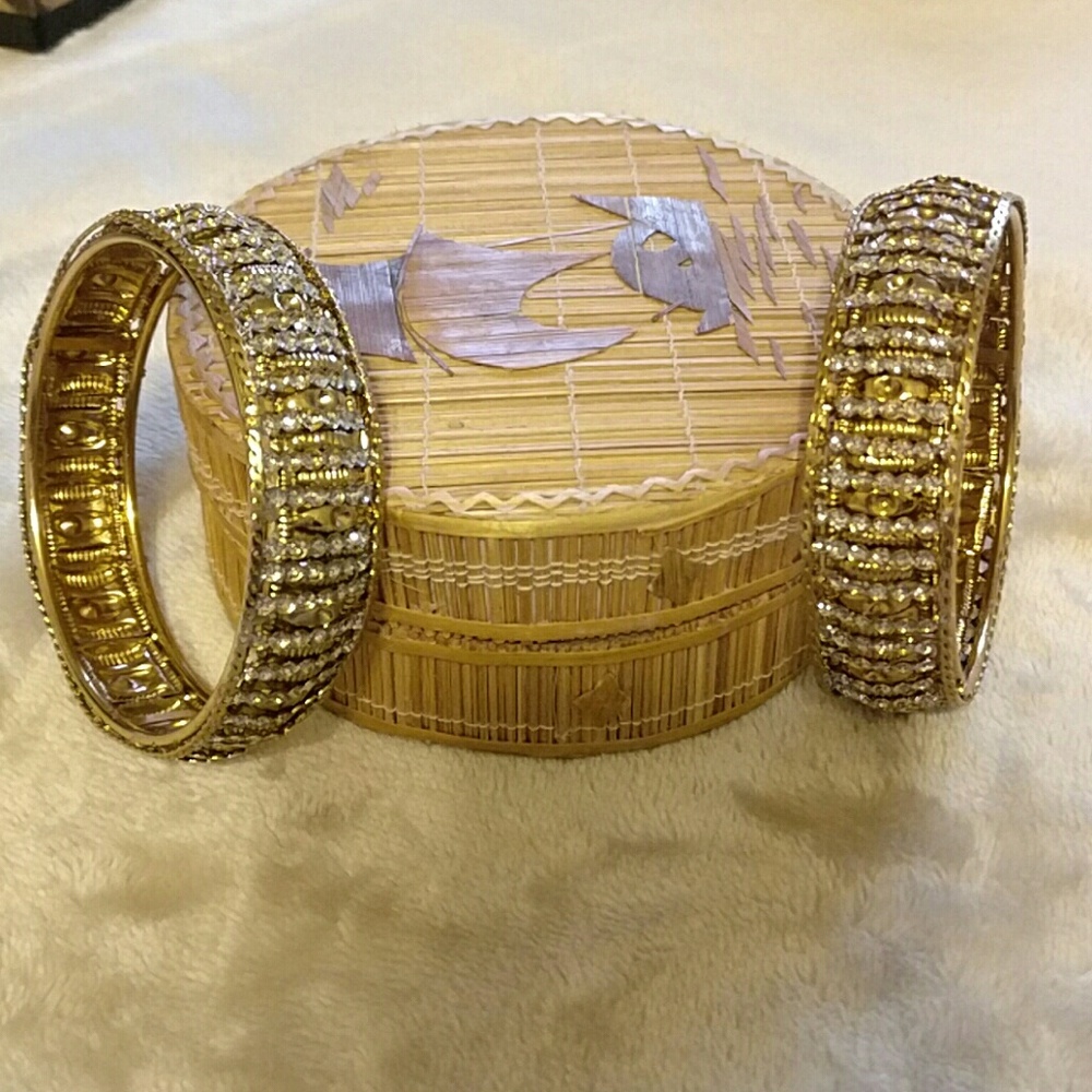 Indian gold and white stone bangles
