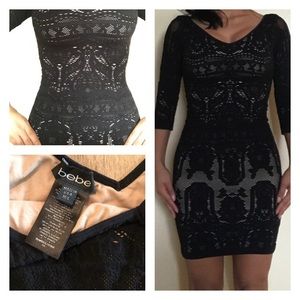 Bebe bodycon dress black nude