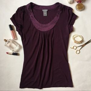 ANN TAYLOR pleated eggplant top