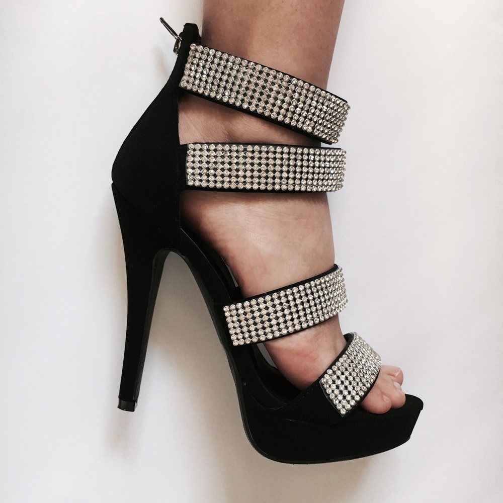 Silver & Black High Heels