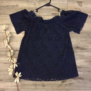 Blue off the shoulder shirt