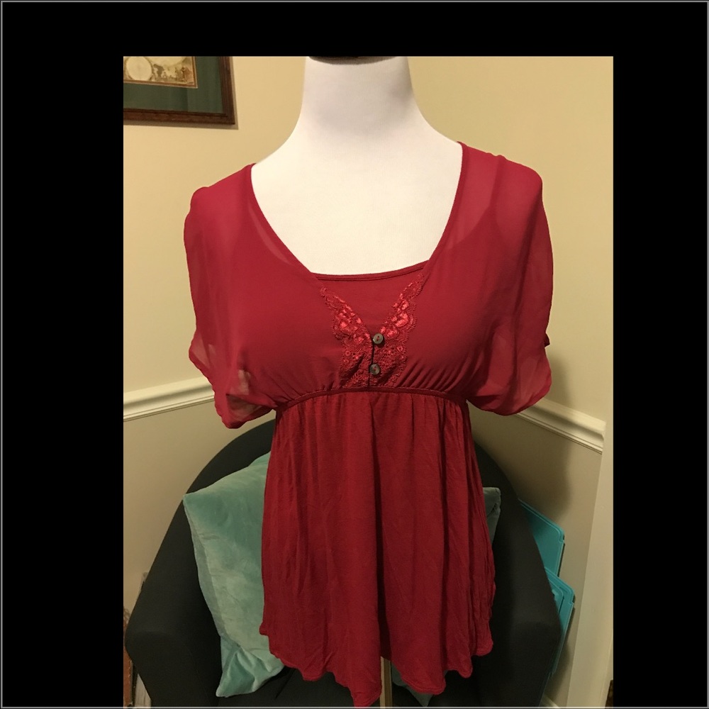 Red top with built in cami