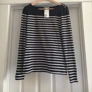 H&M Blue and White Striped Long-sleeve Shirt