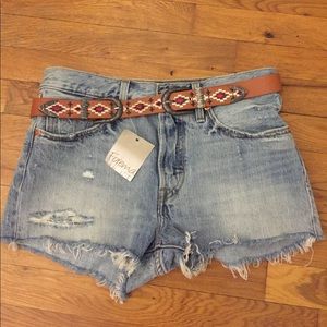 Double buckle, aztec print vegan leather belt! MED