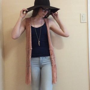 NWOT Crochet Pink Flowy Festival Vest