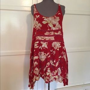 Free people floral lace dress size med red