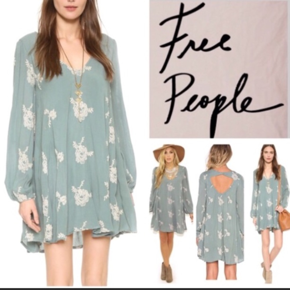 Free people long sleeve boho dress