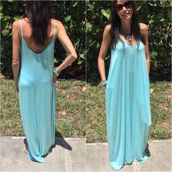 Last Small Aqua Harem Maxi Dress - Picture 2 of 2