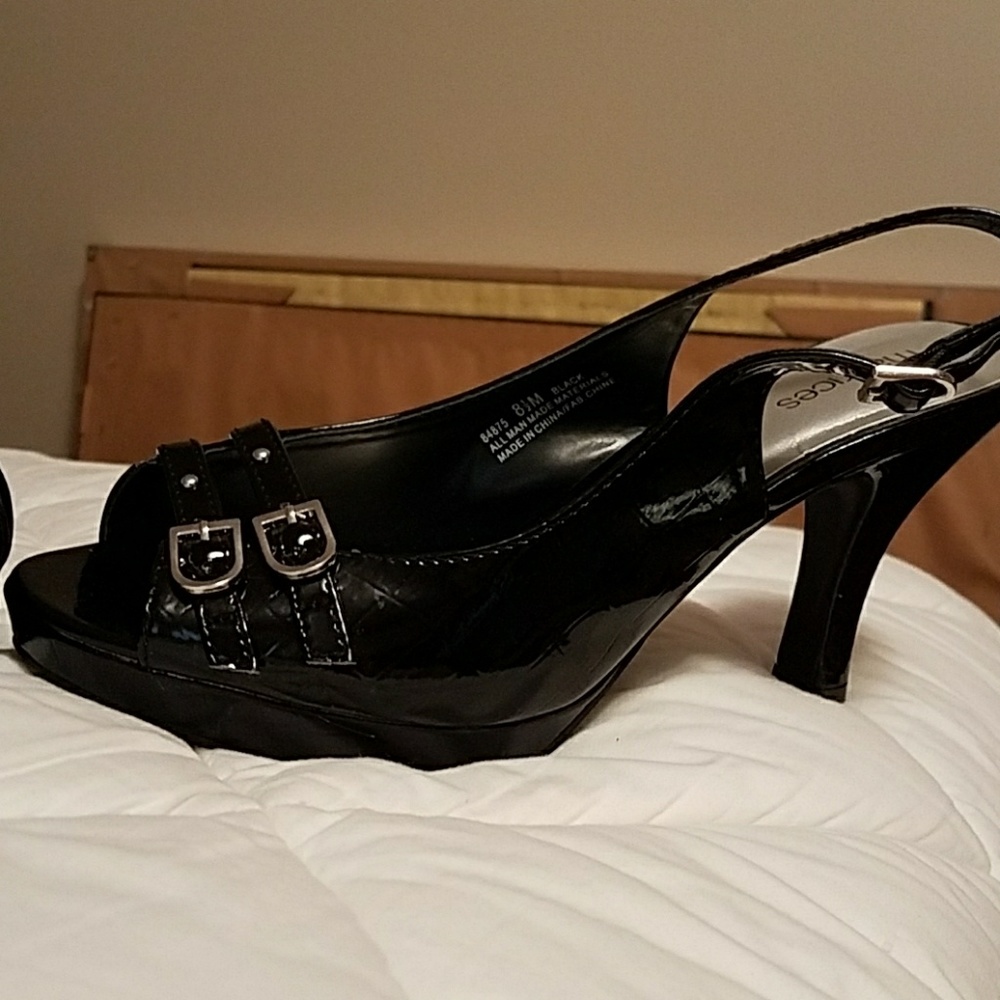 Shiny black heels