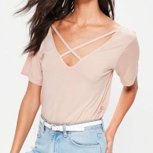 V-Neck Cross Strap Front T-Shirt