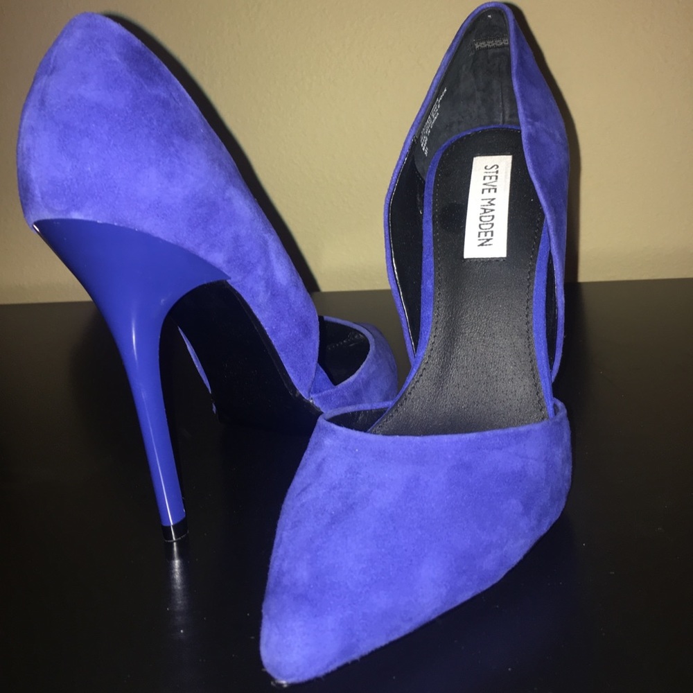 Steve Madden cobalt blue suede pointed stilettos