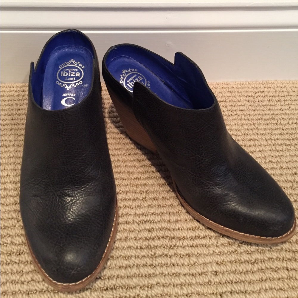 Black leather Jeffrey Campbell mules clogs sz 8.5