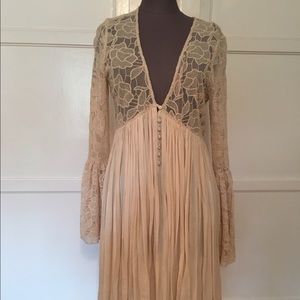 Free people ivory lace boho mini dress size med