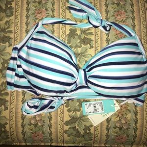Blue and White Stripe Bikini Top
