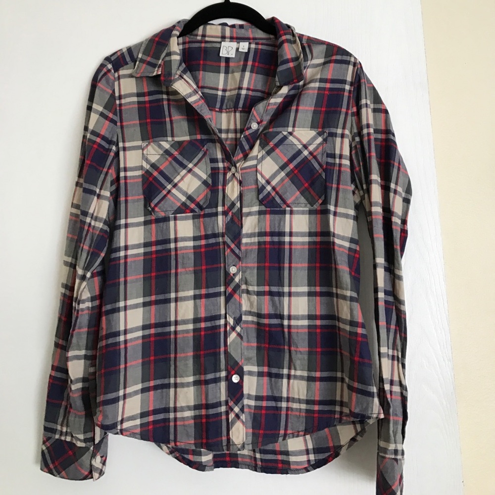 Plaid button-down shirt