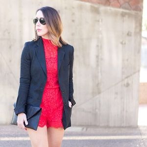 Red Lace Romper