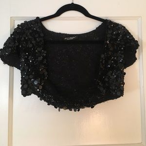 Betsey Johnson black sequin shrug