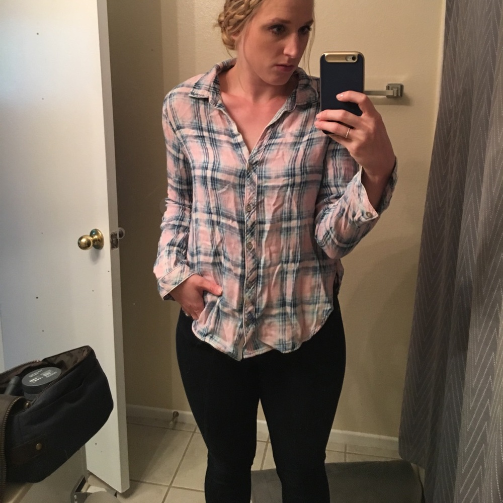 Side Stitch Faded Pink Flannel