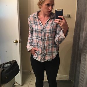 Side Stitch Faded Pink Flannel