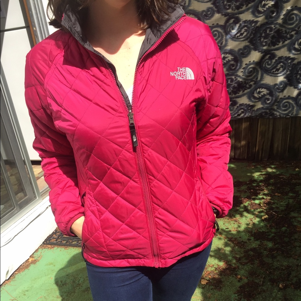 The North Face puffy pink snow jacket
