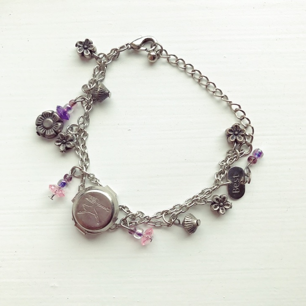 Silver Best Friends charm bracelet with locket