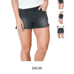 Black Distressed Hem Shorts