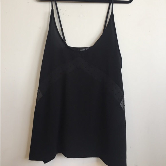 Black tank top w/ sheer detail - Picture 1 of 2