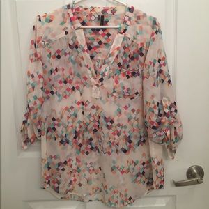 Geometric 3/4 Sleeve Blouse