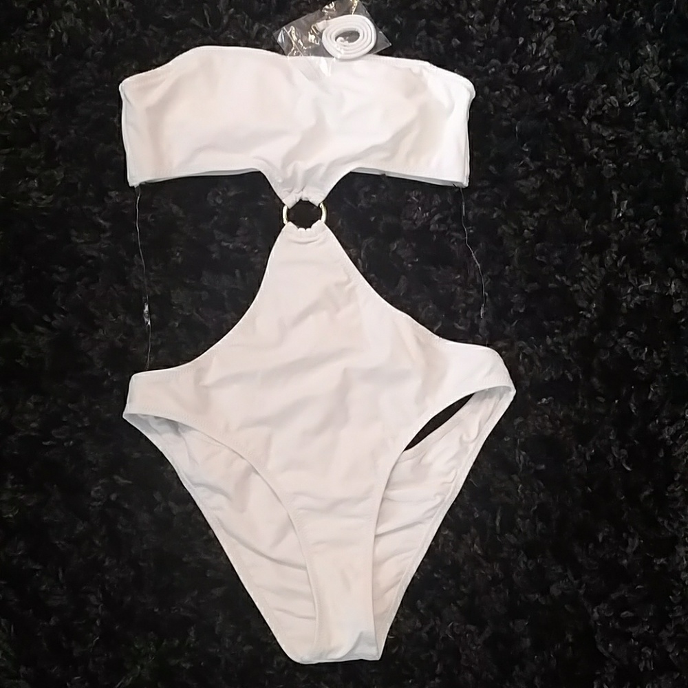 White one piece bathing suit