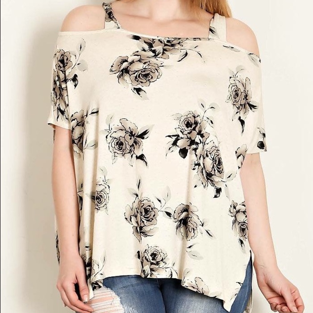 ❤️Host Pick❤️Floral Off The shoulder Top-Oatmeal/