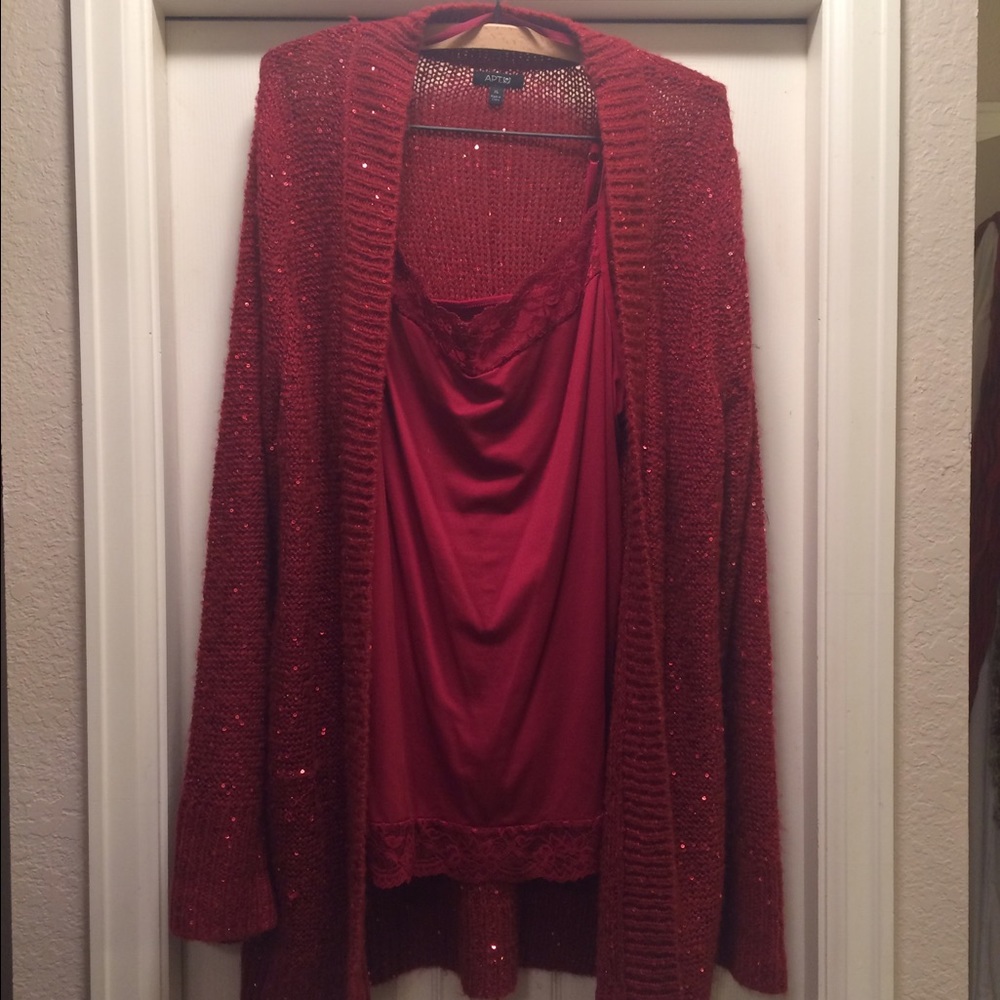 2 piece sequined Sweater and Camisole XL