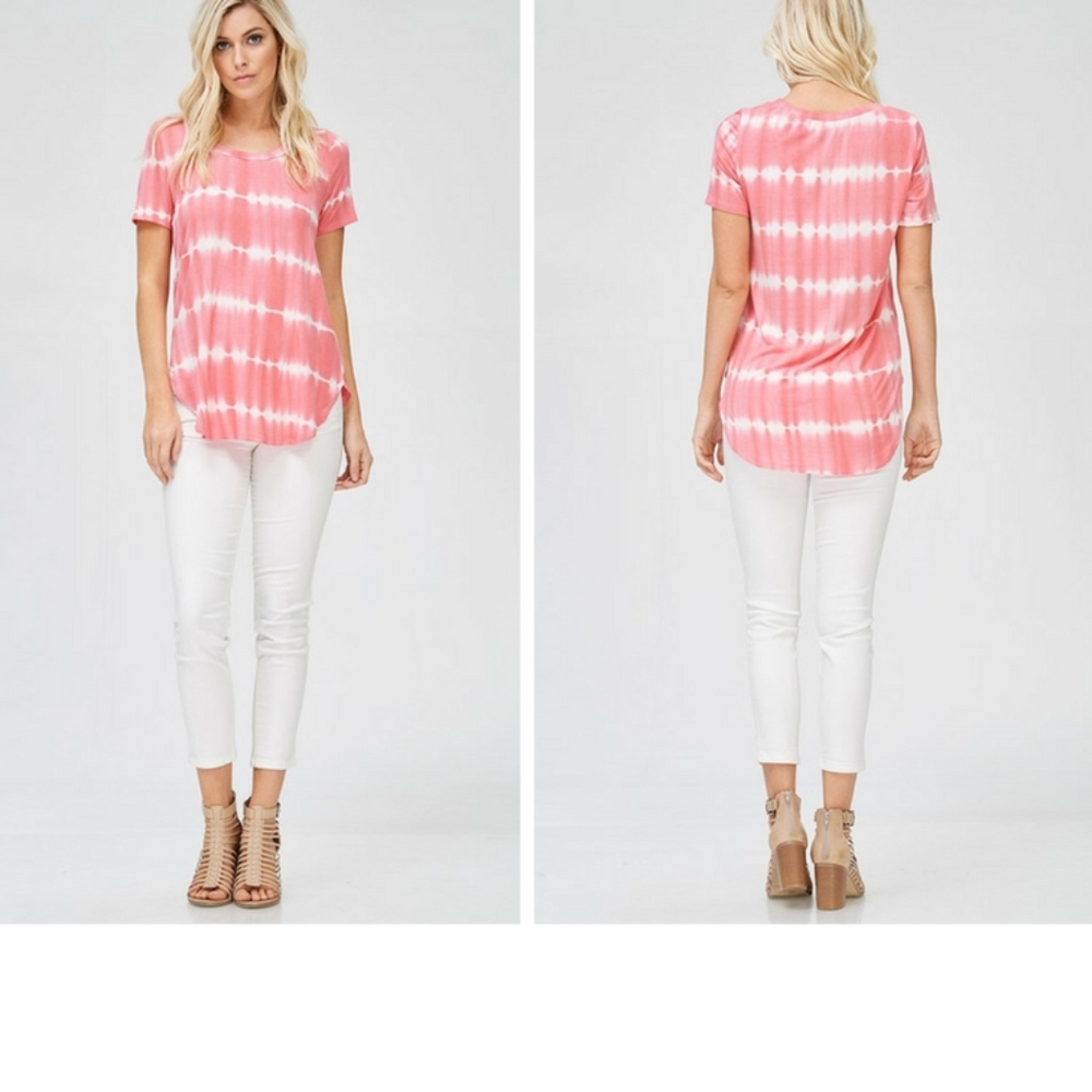 Coral Tie Dye Knit Top