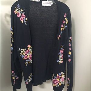 Vintage Hand Embroidered Floral Cardigan