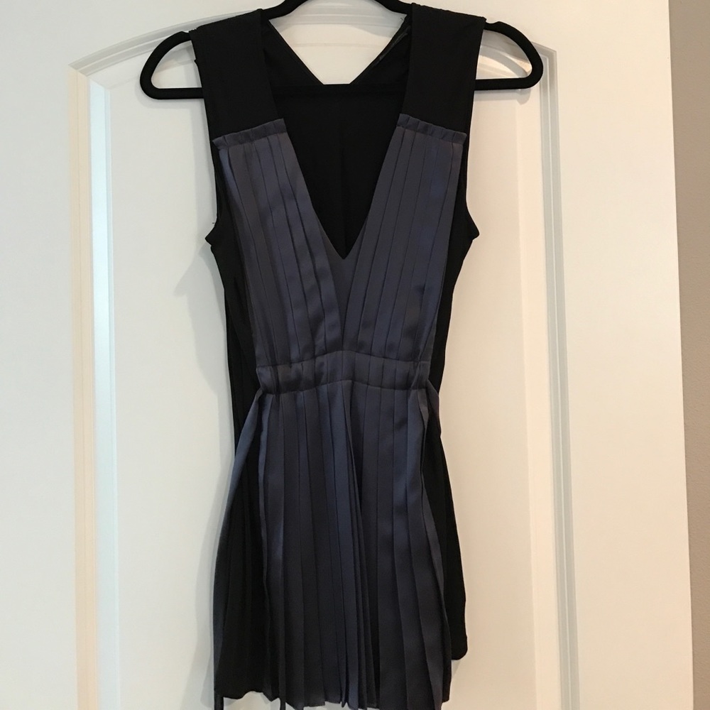 BCBG Maxazria Silk Front Pleated Top
