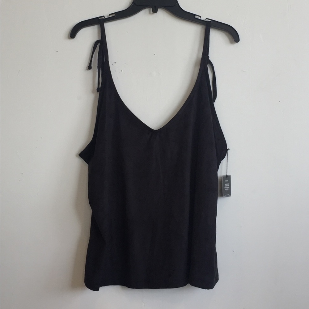 Black jersey tank top (straps tie for adjustment)