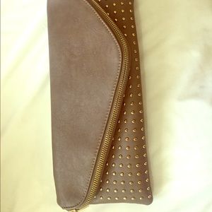 Brown studded clutch