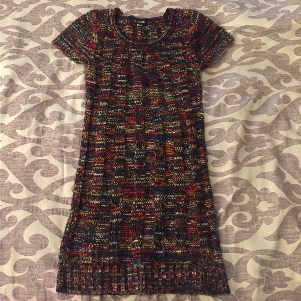 Multi colored cap sleeve sweater dress