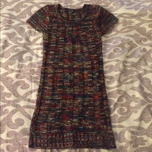 Multi colored cap sleeve sweater dress