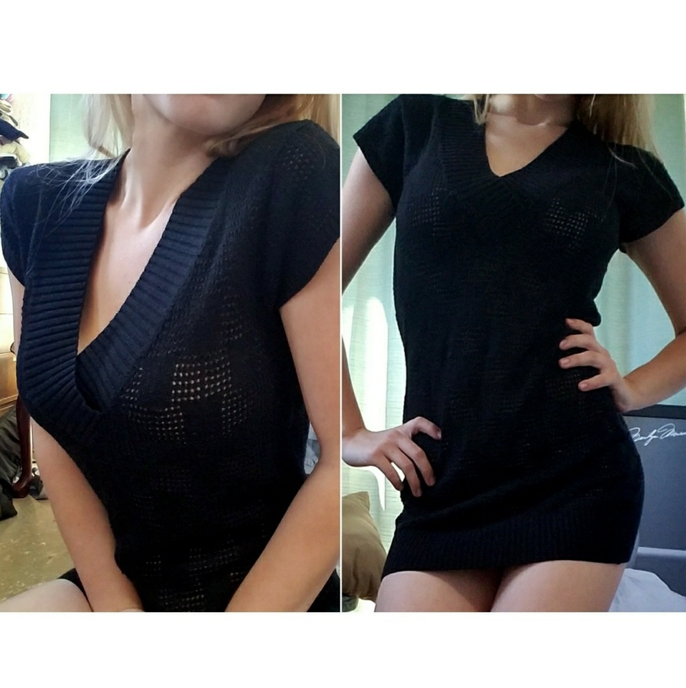 ☮2 for $20☮ Perforated VNeck Sweater  Sz M - Picture 2 of 4