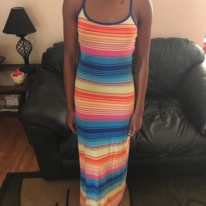 Colorful striped maxi dress