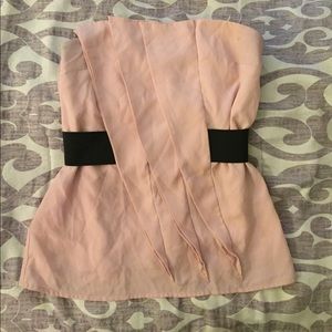 Pink and black belted tub top