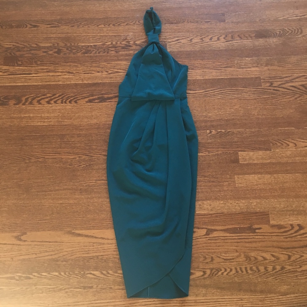 Blue green halter dress