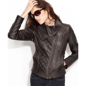 Guess quilted asymmetrical faux leather jacket