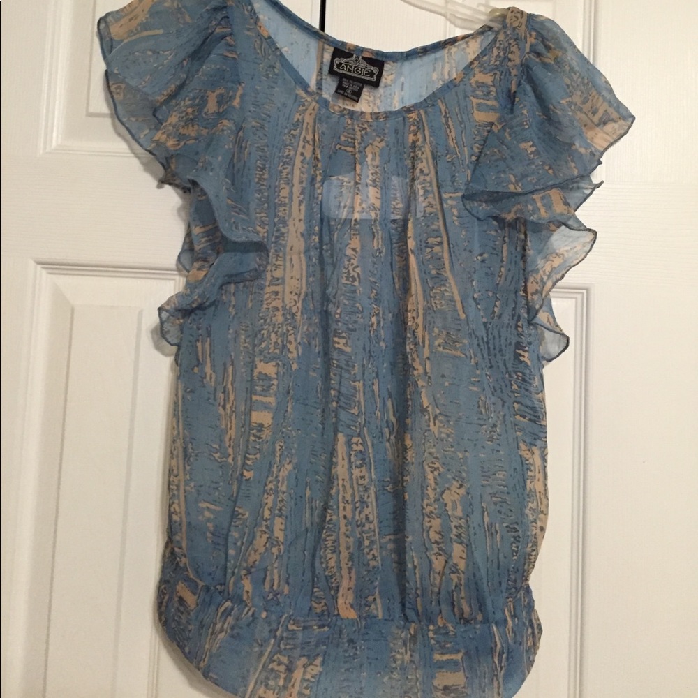 Chiffon flutter sleeve top