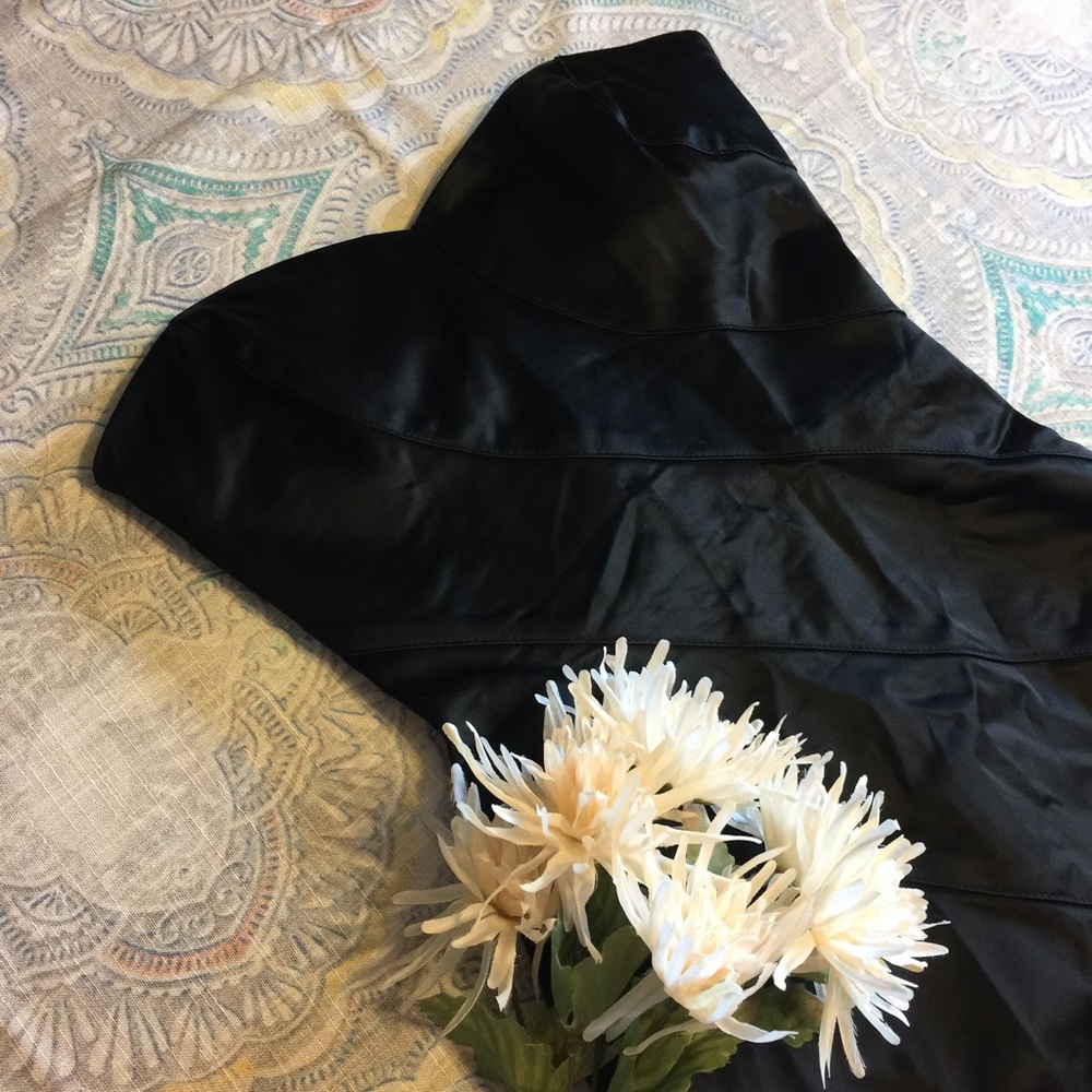 Bebe black midi dress bodycon satin looking