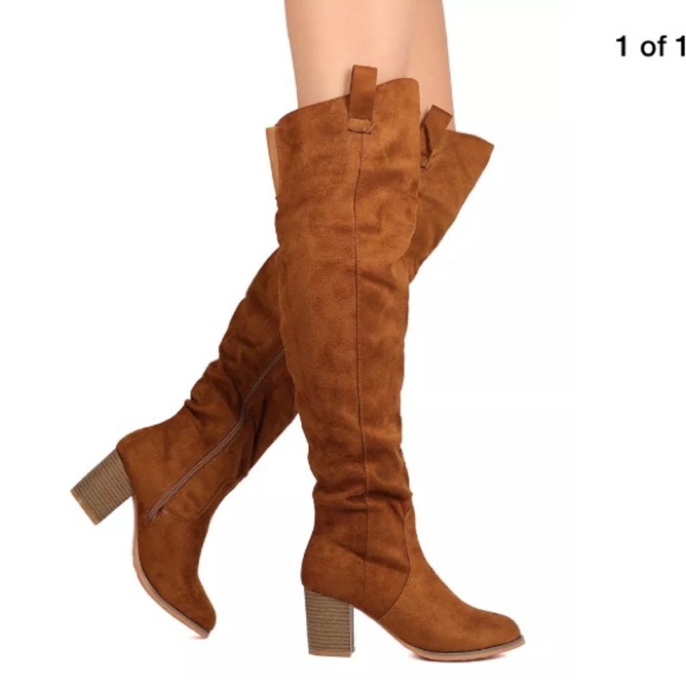 Nature breeze faux suede over the knee brown boot
